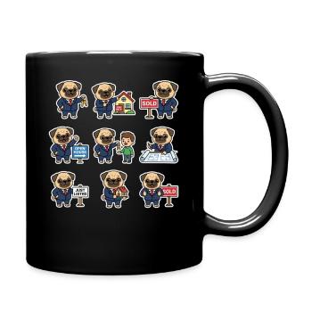 Suesser Mops Makler Immobilien Hundeliebhaber - Tasse einfarbig - Schwarz - Rechts