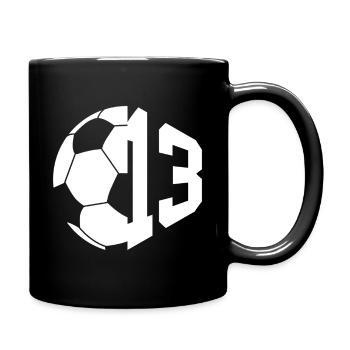 NR. 13 FUßBALLER NUMMER 13 FUßBALL 13. GEBURTSTAG - Tasse einfarbig - Schwarz - Rechts