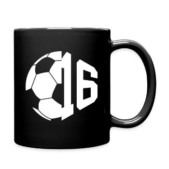 NR. 16 FUßBALLER NUMMER 16 FUßBALL 16. GEBURTSTAG - Tasse einfarbig - Schwarz - Rechts