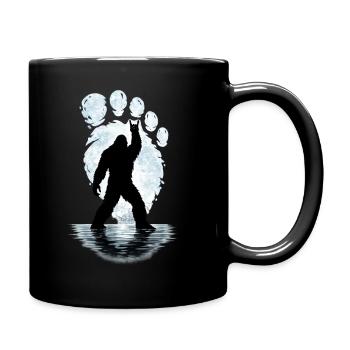 Bigfoot Rock on Shield Sasquatch Yeti Rock & Roll - Full Colour Mug - black - Right