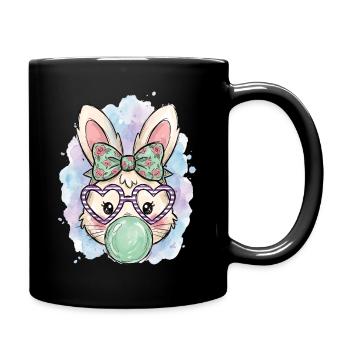 Kaninchen mit Brille Kaugummi-Kaninchen - Tasse einfarbig - Schwarz - Rechts