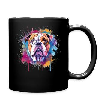 Colorful Bulldog Dog Splash Art - Full Colour Mug - black - Right