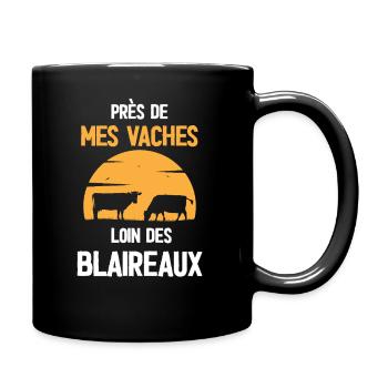 Près des vaches au soleil couchant - Mug uni - noir - Droite