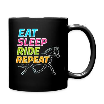 Mange, dors, monte, cheval répète, sport équestre - Mug uni - noir - Droite