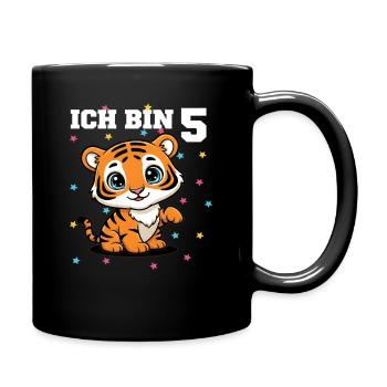 Ich bin 5 - Süßes Tiger zum 5. Geburtstag - Tasse einfarbig - Schwarz - Rechts