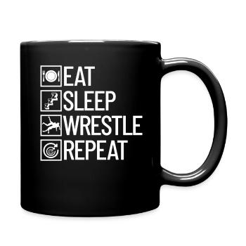 Manger, dormir, se battre, répéter la lutte, - Mug uni - noir - Droite
