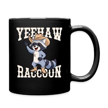 Raccoon Cowboy Yeehaw Graphic - Full Colour Mug - black - Right