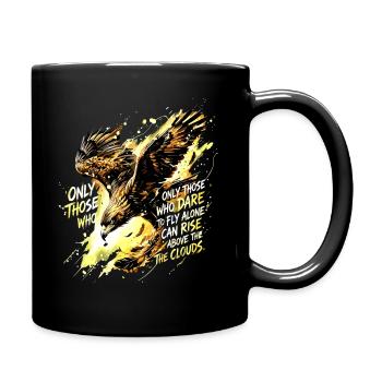 Fly Alone Eagle Quote Art - Full Colour Mug - black - Right