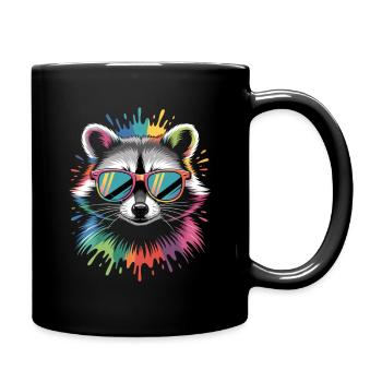 Raccoon Color Explosion - Full Colour Mug - black - Right