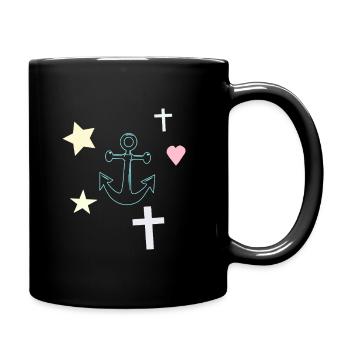 Ancre pastel avec étoiles et cœur - Mug uni - noir - Droite