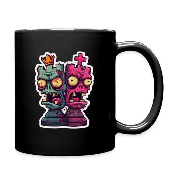Schach Zombie Figuren Design für Männer Geschenk - Tasse einfarbig - Schwarz - Rechts