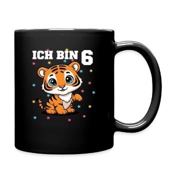Ich bin 6 - Süßes Tiger zum 6. Geburtstag - Tasse einfarbig - Schwarz - Rechts