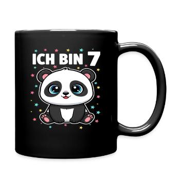 Ich bin 7 - Süßes Panda zum 7. Geburtstag - Tasse einfarbig - Schwarz - Rechts