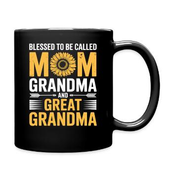 Mama Großmutter Sonnenblumen Design - Tasse einfarbig - Schwarz - Rechts
