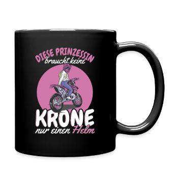 Prinzessin auf Motorrad – Helm statt Krone - Tasse einfarbig - Schwarz - Rechts