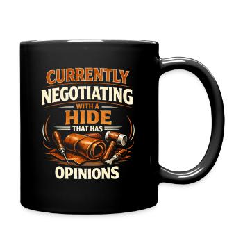 Streit mit sturem Leder | Lederhandwerk - Tasse einfarbig - Schwarz - Rechts