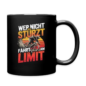  Wer Nicht Stürzt Fährt Am Limit Mountainbike - Tasse einfarbig - Schwarz - Rechts