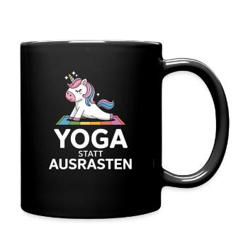  Yoga Statt Ausrasten Einhorn Yoga Motiv Für - Tasse einfarbig - Schwarz - Rechts