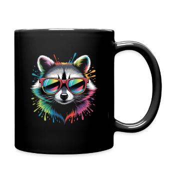 Rainbow Raccoon - Full Colour Mug - black - Right