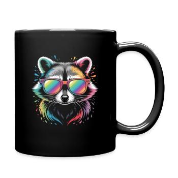 Colorful Raccoon Watercolor Splash - Full Colour Mug - black - Right