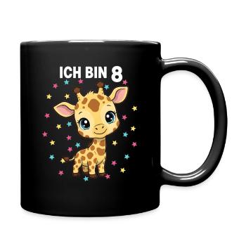 Ich bin 8 - Süßes Giraffe zum 8. Geburtstag - Tasse einfarbig - Schwarz - Rechts