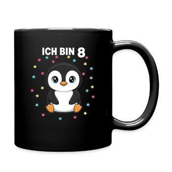 Ich bin 8 - Süßes Pinguin zum 8. Geburtstag - Tasse einfarbig - Schwarz - Rechts