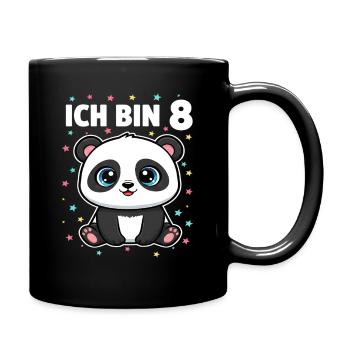 Ich bin 8 - Süßes Panda zum 8. Geburtstag - Tasse einfarbig - Schwarz - Rechts