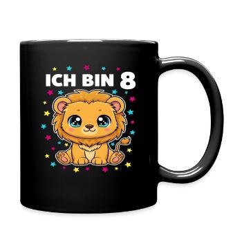 Ich bin 8 - Süßes Löwe zum 8. Geburtstag - Tasse einfarbig - Schwarz - Rechts
