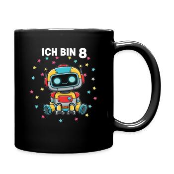 Ich bin 8 - Süßes Roboter zum 8. Geburtstag - Tasse einfarbig - Schwarz - Rechts