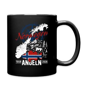 Norwegen Angeln Tour 2026 - Angler Geschenk - Tasse einfarbig - Schwarz - Rechts