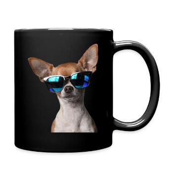Cooler Chihuahua Sonnenbrille witziger Hund - Tasse einfarbig - Schwarz - Rechts