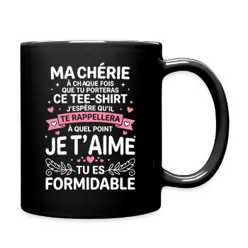Message d'amour sur Tee shirt - Mug uni - noir - Droite