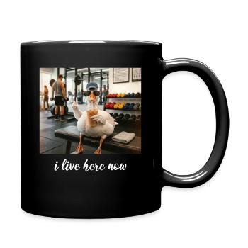 Ich wohne jetzt hier Goose Gym Workout - Tasse einfarbig - Schwarz - Rechts