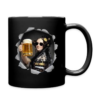 Ada Lovalace mit Sonnenbrille und Bier - Tasse einfarbig - Schwarz - Rechts