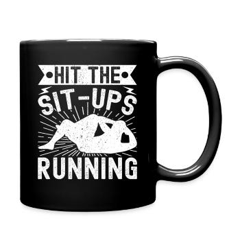 Gym Junkies Hit The Sit-Ups Running Calisthenics - Full Colour Mug - black - Right