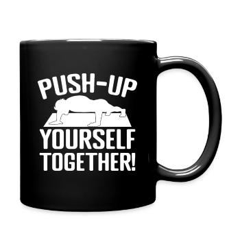 Gym Junkies Push-Up Yourself Calisthenics Fitness - Full Colour Mug - black - Right