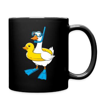 Schnorchelente mit Flossen - Tasse einfarbig - Schwarz - Rechts