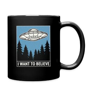 OVNI au-dessus de la forêt que je veux croire - Mug uni - noir - Droite
