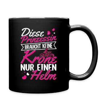 Prinzessin mit Helm statt Krone Motorrad - Tasse einfarbig - Schwarz - Rechts