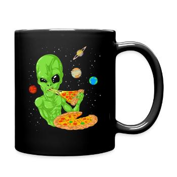 Alien Pizza Space Shirt - Full Colour Mug - black - Right