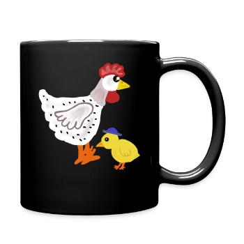 Farbiges Huhn mit Küken Ostern Kinder - Tasse einfarbig - Schwarz - Rechts