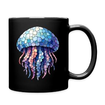 Jellyfish Mosaic - Colorful Art for Ocean Fans - Full Colour Mug - black - Right