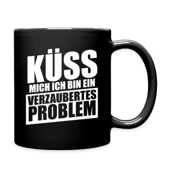 Küss mich ich bin ein verzaubertes Problem - Tasse einfarbig - Schwarz - Rechts