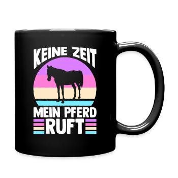 Reiten Pferdeliebhaber Reiterhof Pferde - Tasse einfarbig - Schwarz - Rechts