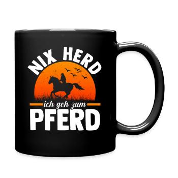 Reiten Pferdeliebhaber Reiterhof Pferde - Tasse einfarbig - Schwarz - Rechts