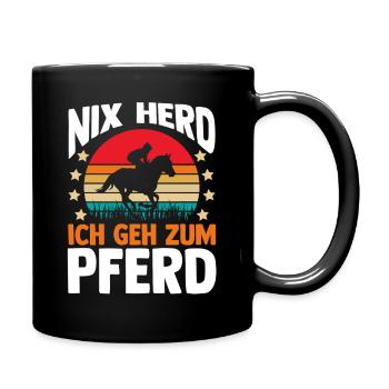Reiten Pferdeliebhaber Reiterhof Pferde - Tasse einfarbig - Schwarz - Rechts