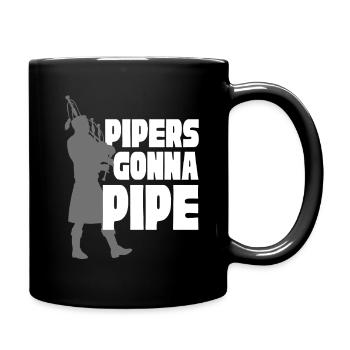 Bagpipes Bagpipers Pipers going to Pipe - Full Colour Mug - black - Right