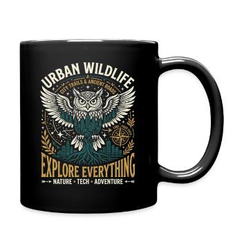 Urban Wildlife Owl - Tasse einfarbig - Schwarz - Rechts