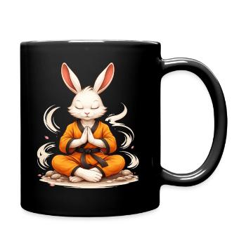 Zen Hase Karate Meditation Fun Design - Tasse einfarbig - Schwarz - Rechts