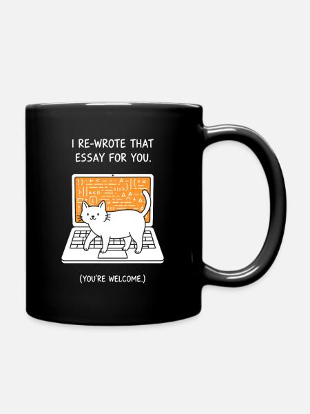 Katzenschreiber am Laptop - Tasse einfarbig - Schwarz